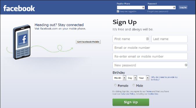 Facebook Sign Up New Account Free