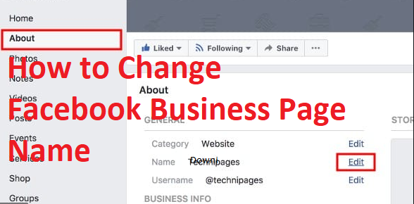 Change Facebook Business Page Name