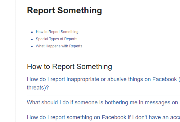 Facebook Reporting Center