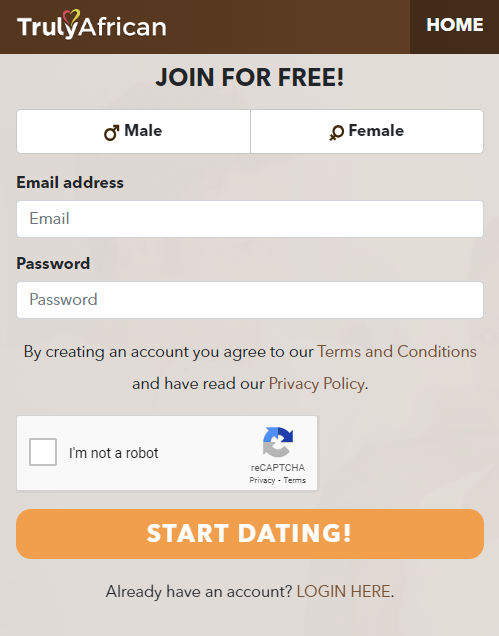 Truly African Dating Sign Up